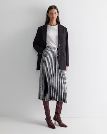 Emily Pleat Skirt in SILVER