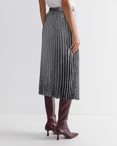 Emily Pleat Skirt in SILVER
