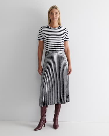 Emily Pleat Skirt in SILVER