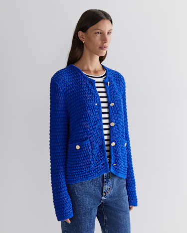 Olivia Tape Yarn Cardigan in SAPPHIRE