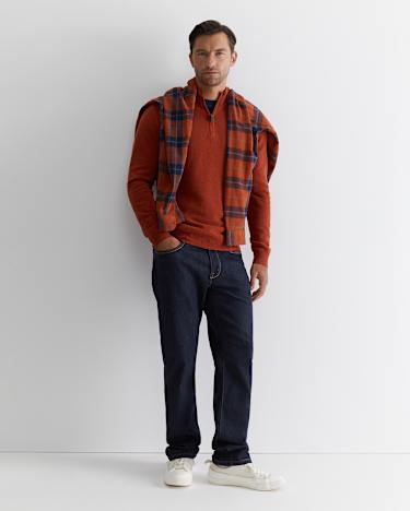 Harrison Wool Blend Quarter Zip in BURNT ORANGE