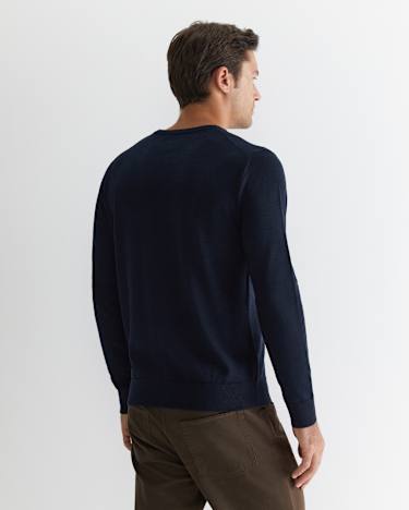 Merino Crew Neck Knit in NAVY