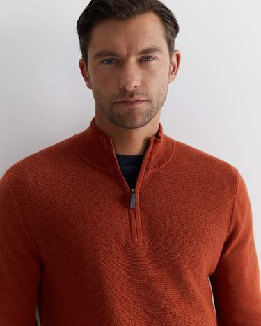 Harrison Wool Blend Quarter Zip in BURNT ORANGE