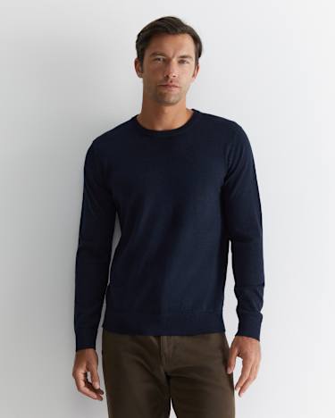 Merino Crew Neck Knit in NAVY