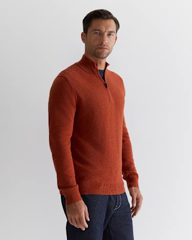 Harrison Wool Blend Quarter Zip in BURNT ORANGE