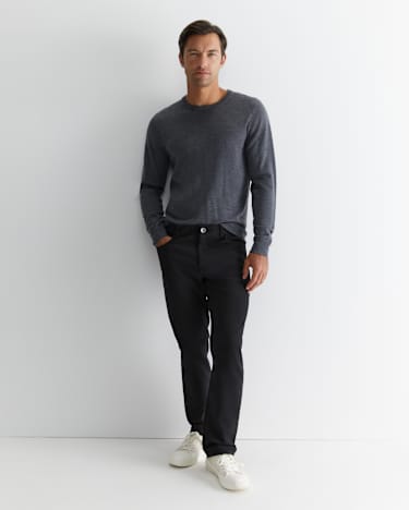 Merino Crew Neck Knit in CHARCOAL MELANGE