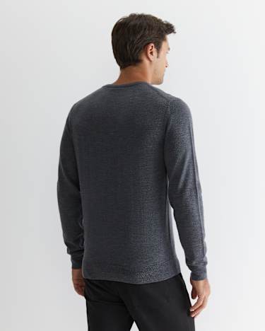 Merino Crew Neck Knit in CHARCOAL MELANGE