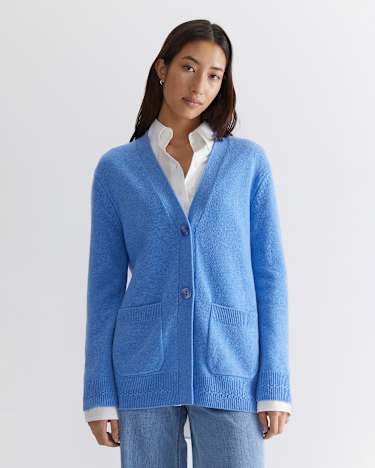 Sunshine Relaxed Long Cardigan in BLUE MELANGE