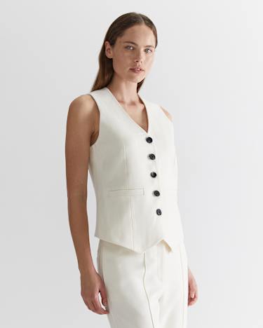 Frankie Twill Vest in WINTER WHITE