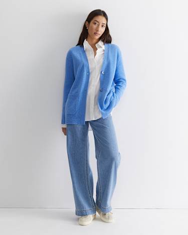 Sunshine Relaxed Long Cardigan in BLUE MELANGE