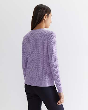 Merino Wool Baby Cable Sweater in LAVENDER