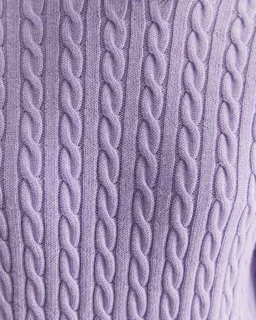Merino Wool Baby Cable Sweater in LAVENDER