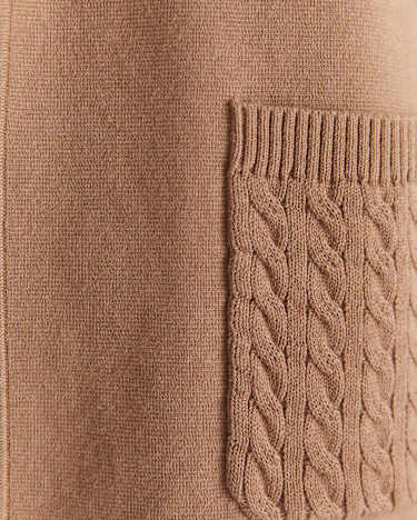 Cotton Cashmere Cable Coatigan in CAMEL MELANGE