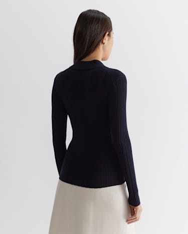 Wool Silk Polo in NAVY