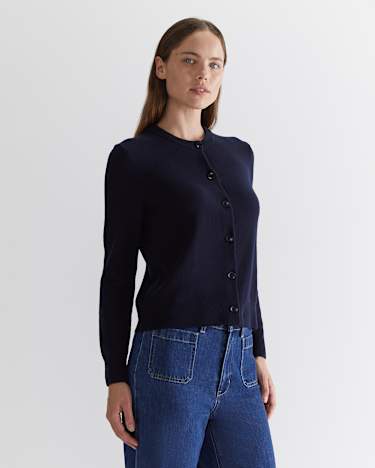 Sunshine Classic Wool Cardigan in NAVY