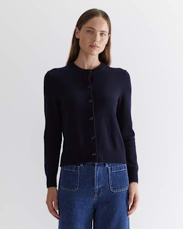 Sunshine Classic Wool Cardigan in NAVY
