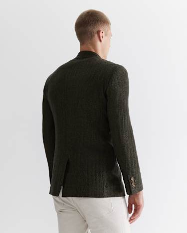 Herringbone Wool Blazer in MOSS