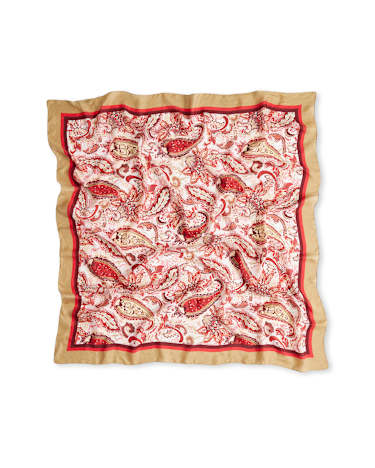 Classic Paisley Silk Scarf in RED MULTI