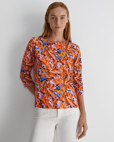 Bella 3/4 Sleeve Mercerised Tee in MULTI