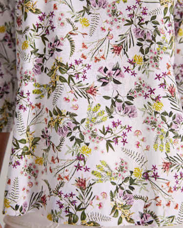 Botanica 3/4 Sleeve Mercerised Tee in MULTI WHITE