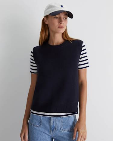 Juliette Boiled Wool Vest in NAVY