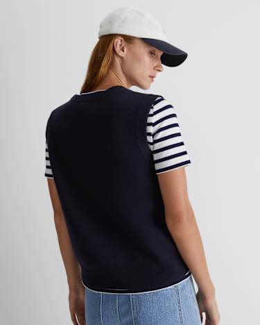 Juliette Boiled Wool Vest in NAVY