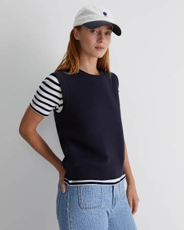 Juliette Boiled Wool Vest in NAVY