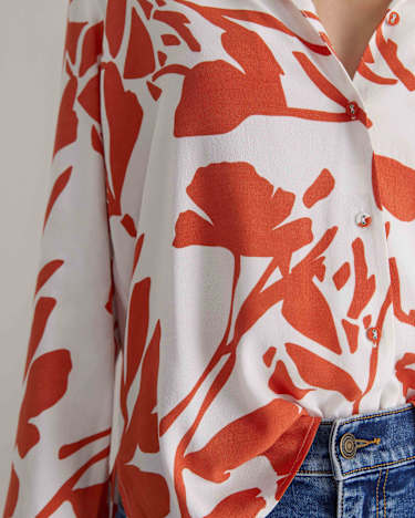 Ela Print Blouse in ORANGE/WHITE
