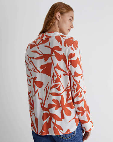 Ela Print Blouse in ORANGE/WHITE