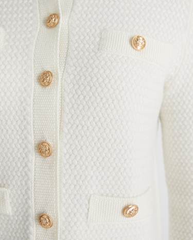 Joyce Merino Wool Cardigan in WINTER WHITE