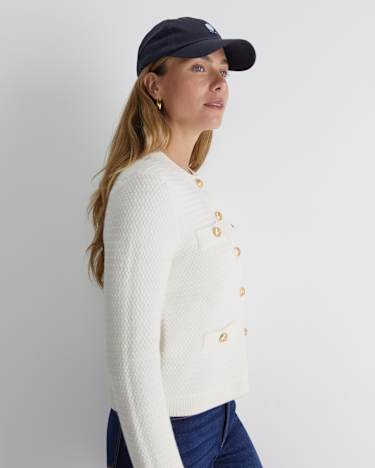 Joyce Merino Wool Cardigan in WINTER WHITE