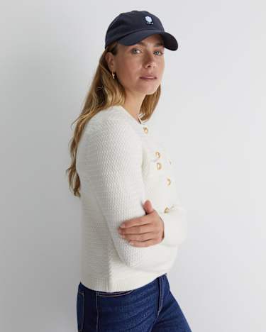 Joyce Merino Wool Cardigan in WINTER WHITE
