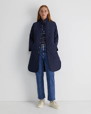 Charlie Longline Quilt Jacket in NAVY