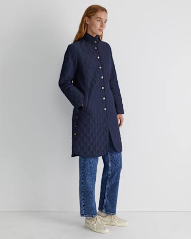 Charlie Longline Quilt Jacket in NAVY