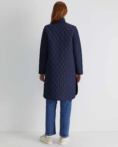 Charlie Longline Quilt Jacket in NAVY