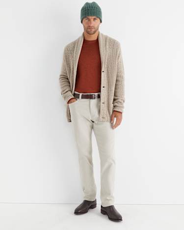 Nelson Merino Wool Cardigan in BISCUIT