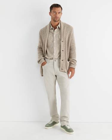 Nelson Merino Wool Cardigan in BISCUIT