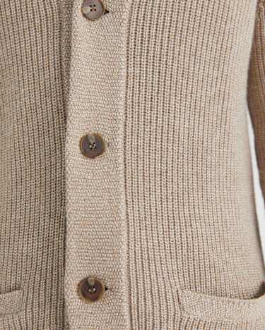 Nelson Merino Wool Cardigan in BISCUIT