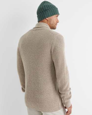 Nelson Merino Wool Cardigan in BISCUIT