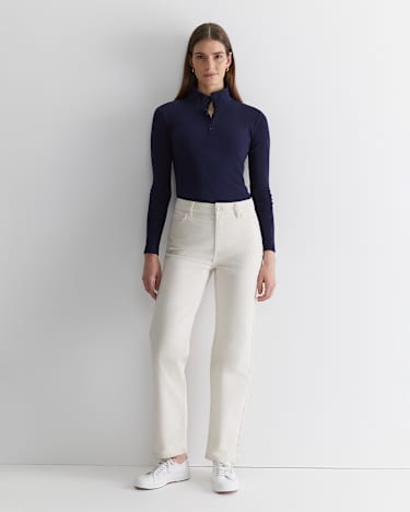 Lucy Funnel Neck Top in NAVY