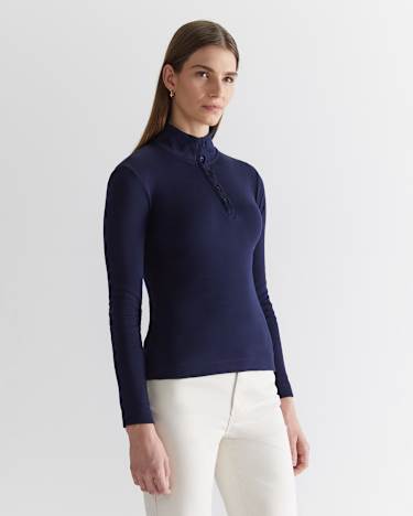 Lucy Funnel Neck Top in NAVY