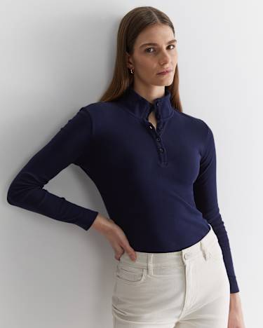 Lucy Funnel Neck Top in NAVY