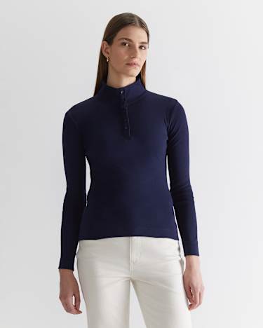 Lucy Funnel Neck Top in NAVY