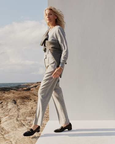 Frankie Twill Straight Pant in SILVER MELANGE