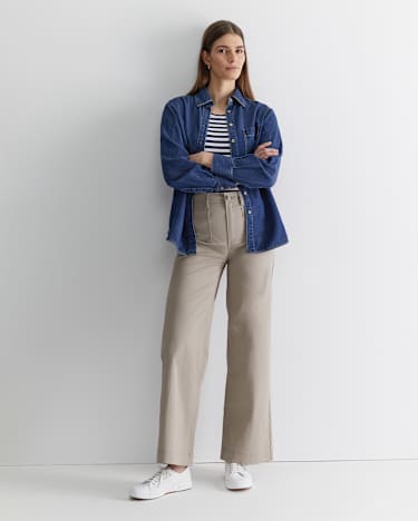 Evie Wide Leg Pant in LATTE