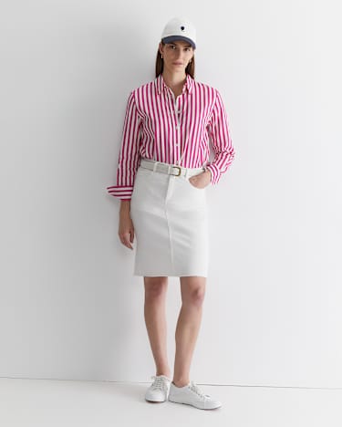 Serena Stripe Shirt in WHITE/PINK