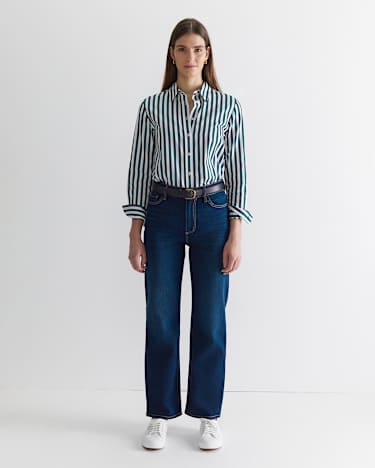 Serena Stripe Shirt in WHITE/GREEN