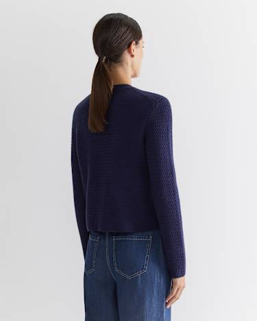 Joyce Merino Wool Cardigan in NAVY