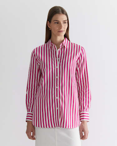 Serena Stripe Shirt in WHITE/PINK