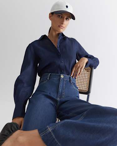 Tuva Denim Wide Leg Pant in DENIM